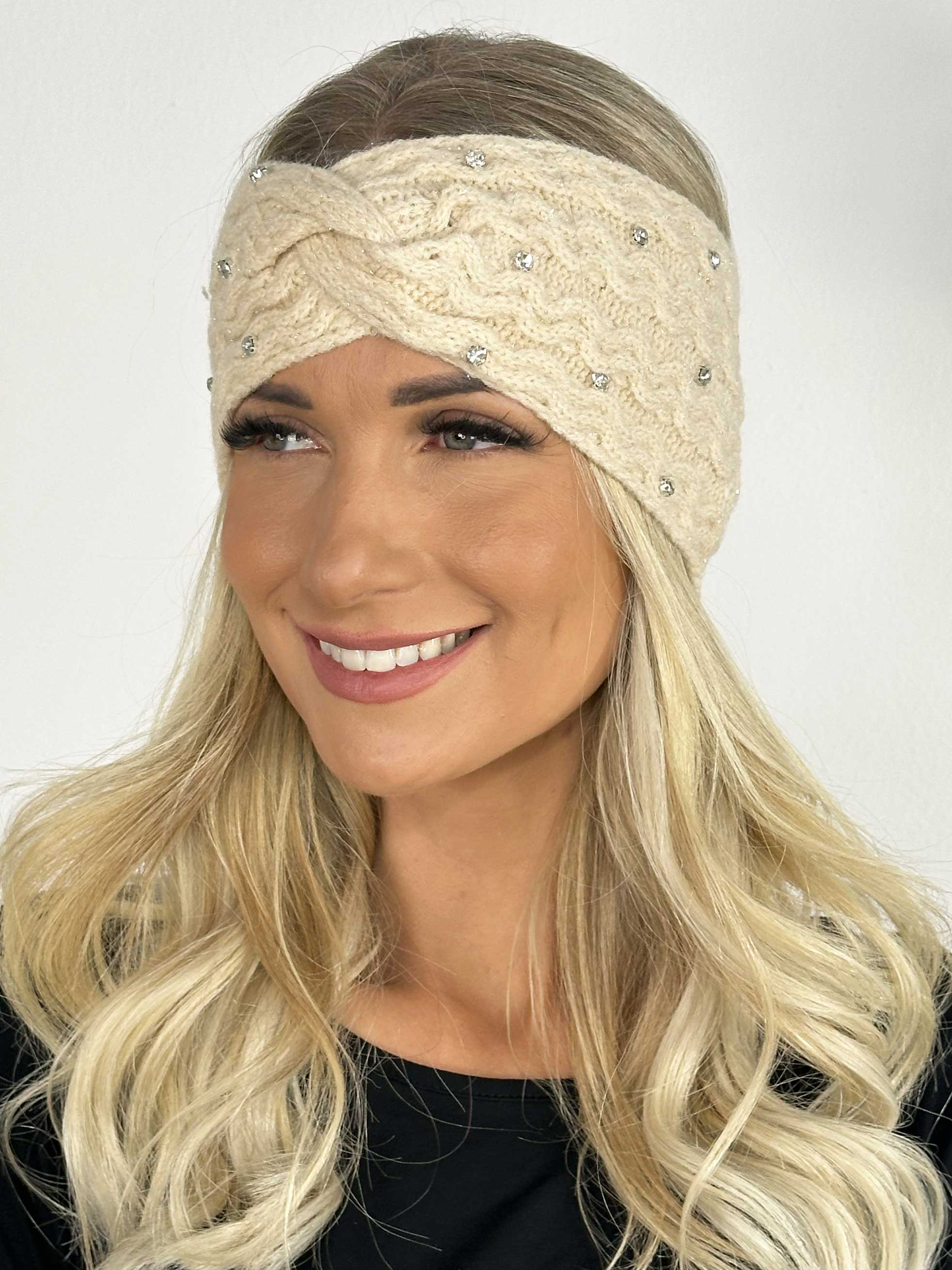 Daisy - Pannband med glittertrådar och fuskpäls